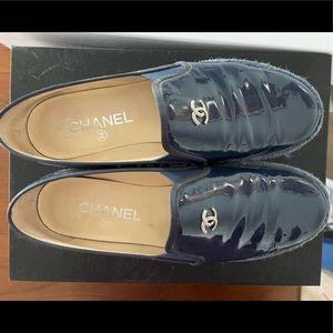 Chanel blue moccasin loafers